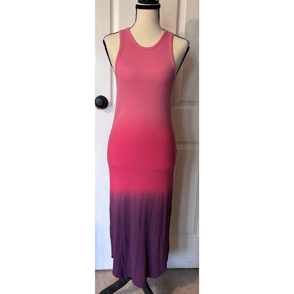 Young Fabulous & Broke Robbie Ombre Dress Women's Med Ribbed Jersey Pink Purple